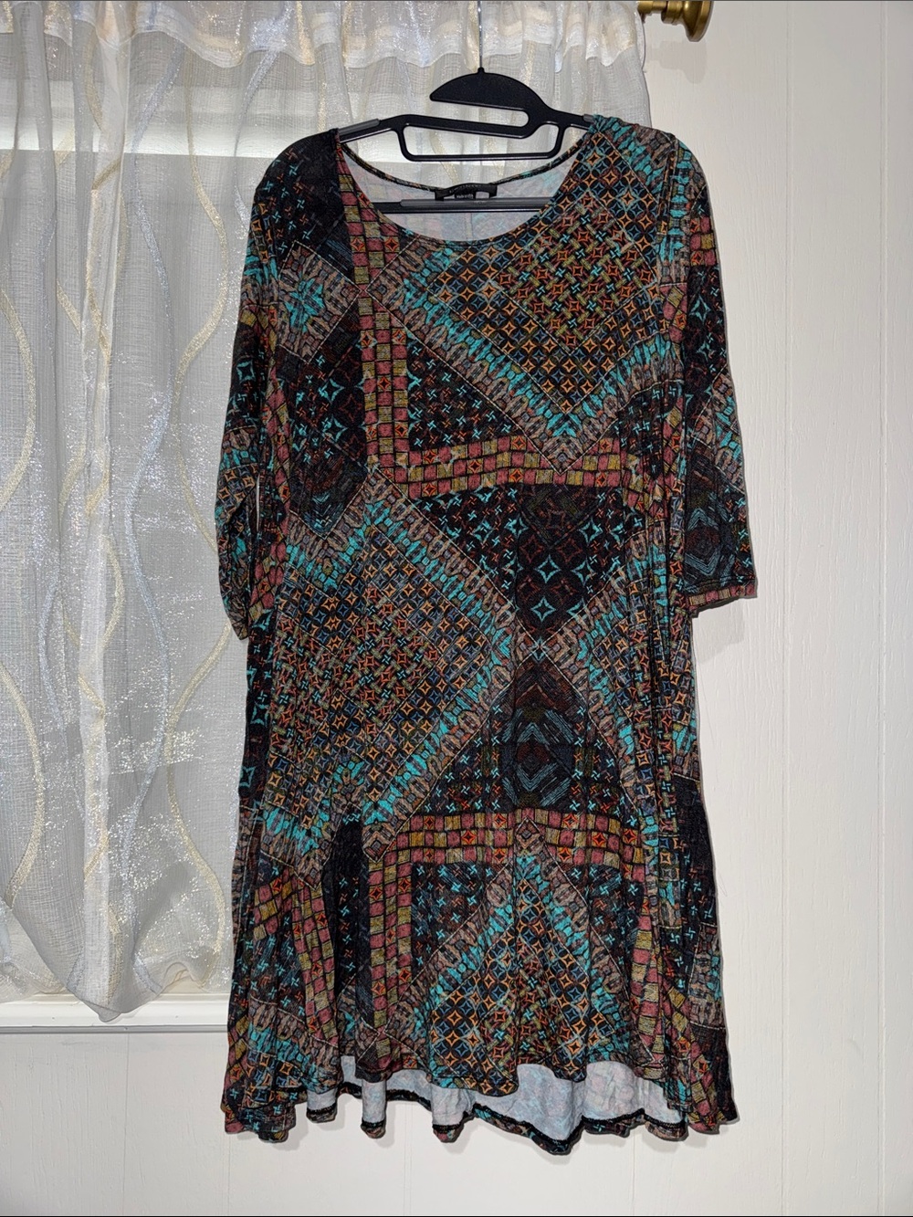 Karen Kane Multicolor Geometric Long Sleeve Tunic Dress